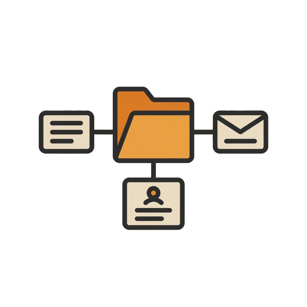 Workspace hub linked to documents, mail and CRM